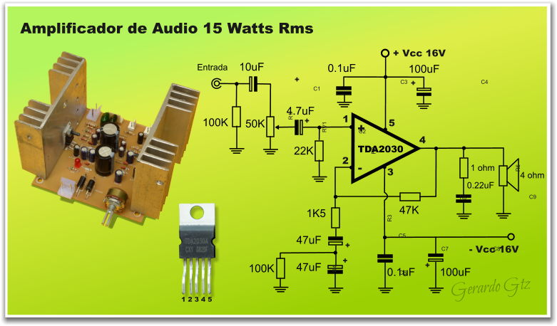 Amplificador 15W rms con TDA2030